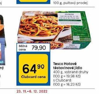 Tesco Tesco hotové těstovinové jídlo nabídka