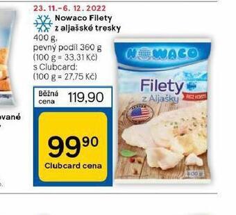 Tesco Nowaco filety z aljašské tresky nabídka