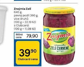 Tesco Znojmia zelí nabídka