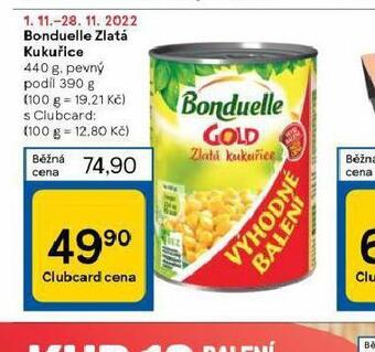 Tesco Bonduelle zlatá kukuřice nabídka
