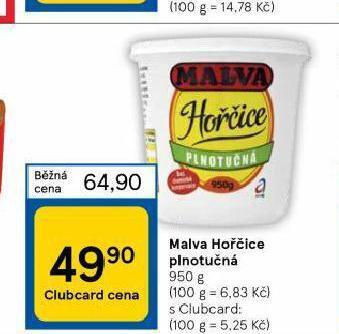 Tesco Malva hořčice plnotučná nabídka