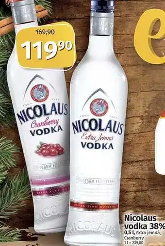 Coop Extra jemná, nicolaus vodka 38% cranberry 1l nabídka