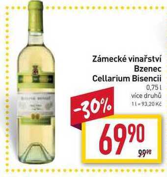 Billa Zámecké vinařství bzenec cellarium bisencii 0,75l nabídka