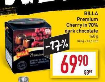 Billa Billa premium cherry in 70% dark chocolate 168 g nabídka