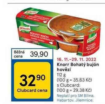 Tesco Knorr bohatý bujón hovězí 112 g nabídka