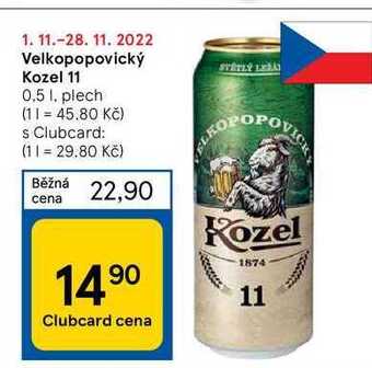 Tesco Velkopopovický kozel 11 0,5 l nabídka