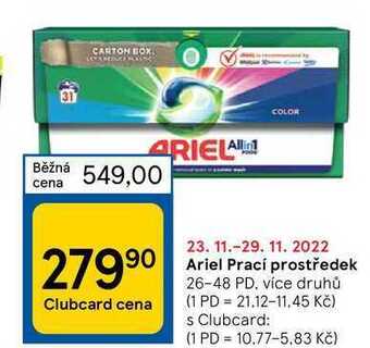 Tesco Ariel prací prostředek 26-48 pd nabídka
