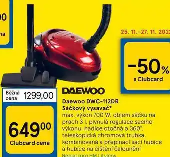 Tesco Daewoo dwc-112dr sáčkový vysavač nabídka