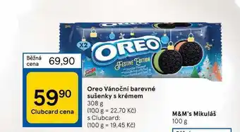 Tesco Oreo vánoční barevné sušenky s krémem 308 g nabídka