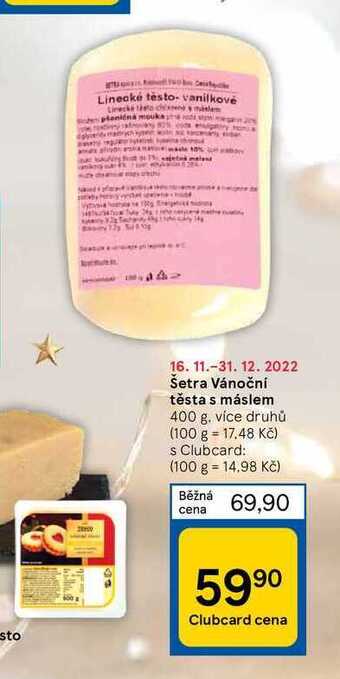 Tesco Šetra vánoční těsta s máslem 400 g nabídka