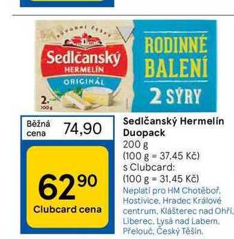 Tesco Sedlčanský hermelín duopack 200 g nabídka