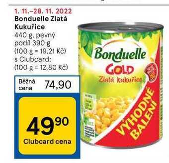 Tesco Bonduelle zlatá kukuřice 440 g nabídka