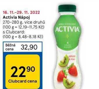 Tesco Activia nápoj 270-280 g nabídka