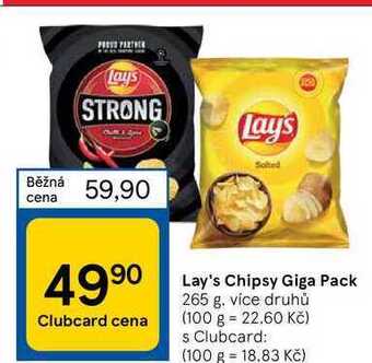 Tesco Lay's chipsy giga pack 265 g nabídka
