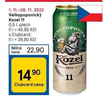 Tesco Velkopopovický kozel 11 0.5 i nabídka