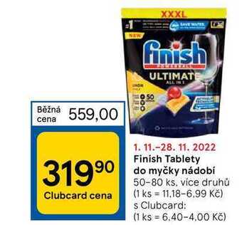 Tesco Finish tablety do myčky nádobí 50-80 ks nabídka