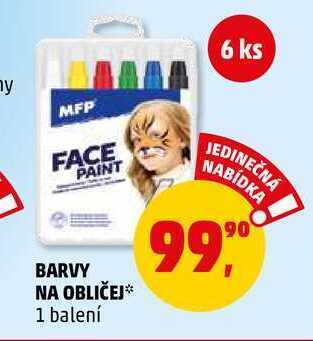 Barvy na obličej, 6 ks