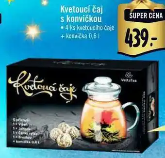 Albert Kvetoucí čaj s konvičkou, 4 ks kvetoucího čaje + konvička 0,6 l nabídka