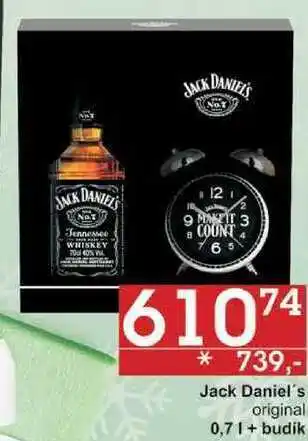 Jack daniel's original, 0,7 l + budik