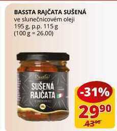 Flop Bassta rajčata sušená ve slunečnicovém oleji 195 g. p.p. 115g nabídka