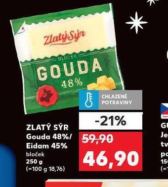 Kaufland Zlatý sýr gouda 48% nabídka