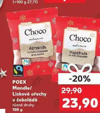 Kaufland Poex mandle / lískové ořechy v čokoládě nabídka