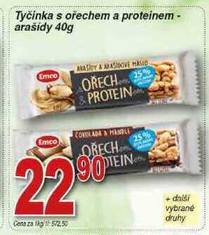 Hruška Emco tyčinka s ořechem a proteinem - arašídy 40g nabídka