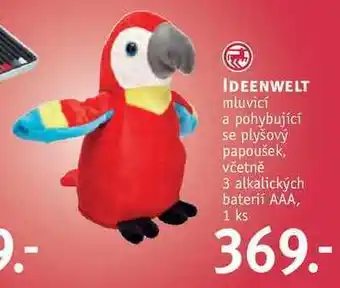 Rossmann Ideenwelt mluvicí a pohybující se plyšový papoušek nabídka