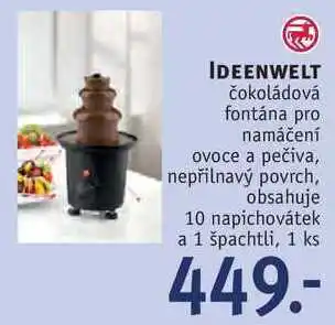 Rossmann Ideenwelt čokoládová fontána, obsahuje 10 napichovátek a 1 špachtli nabídka