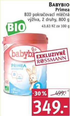 Rossmann Babybio primea bio pokračovací mléčná výživa, 800 g nabídka