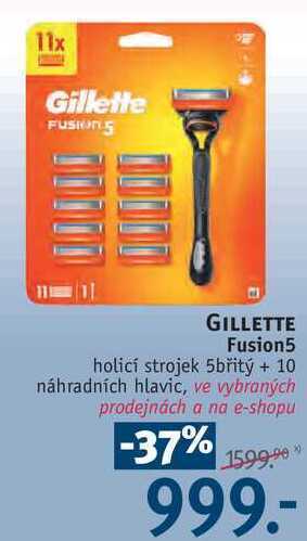 Rossmann Gillette fusion5 holicí strojek 5břitý + 10 náhradních hlavic nabídka