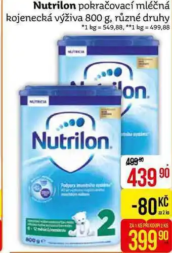 Teta Nutrilon pokračovací mléčná kojenecká výživa 800 g, různé druhy nabídka