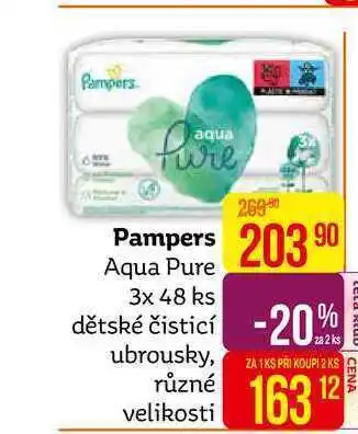 Teta Pampers aqua pure 3x 48 ks dětské čisticí ubrousky, různé velikosti nabídka