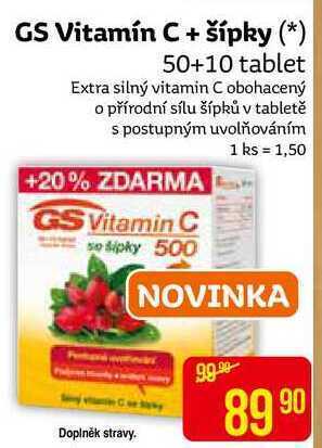Teta Gs vitamín c + šípky (*) 50+10 tablet nabídka