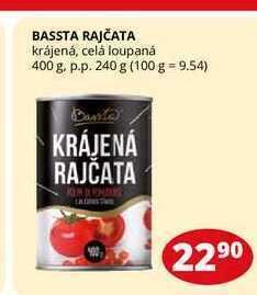 Flop Bassta rajčata krájená, celá loupaná 400 g. p.p. 240 g nabídka