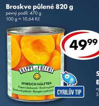Broskve půlené, 820 g