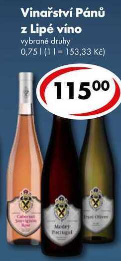 CBA Vinařství pánů z lipé víno, 0,75 l nabídka
