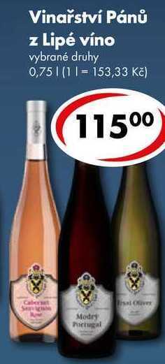CBA Vinařství pánů z lipé víno, 0,75 l nabídka