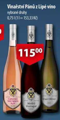 CBA Vinařství pánů z lipé víno, 0,75 l nabídka