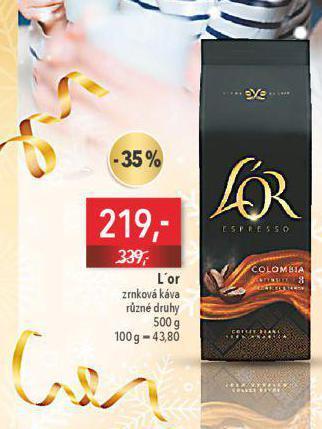 Globus L´or zrnková káva nabídka