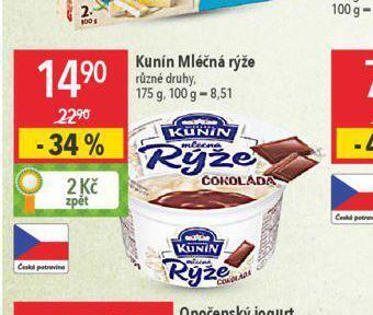 Globus Kunín mléčná rýže nabídka