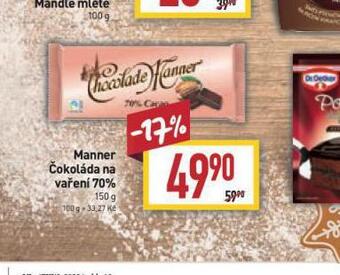 Billa Manner čokoláda na vaření 70% nabídka