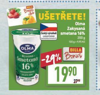 Billa Olma zakysaná smetana 16% nabídka