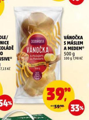 Penny Market Vánočka s máslem a medem nabídka