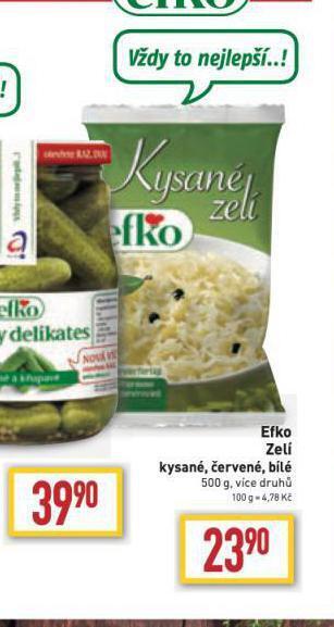 Billa Efko zelí nabídka