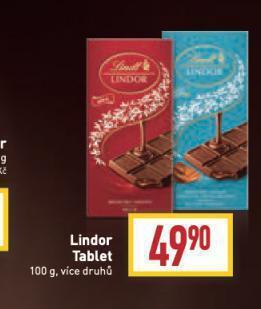 Billa Lindor tablet nabídka