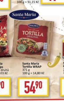 Billa Santa maria tortilla wrap nabídka