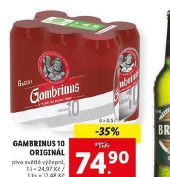 Lidl Pivo gambrinus originál 10 nabídka