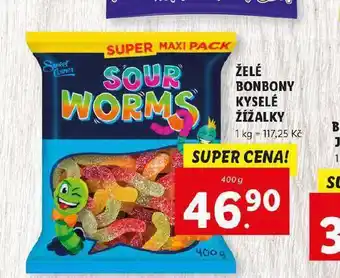 Lidl Želé bonbony kyselé žížalky nabídka
