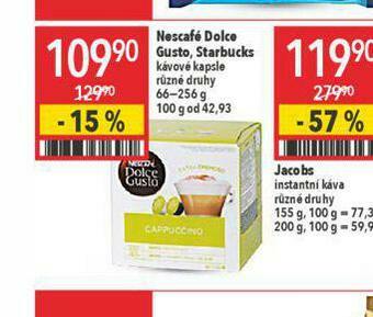 Globus Nescafé dolce gusto, starbucks nabídka